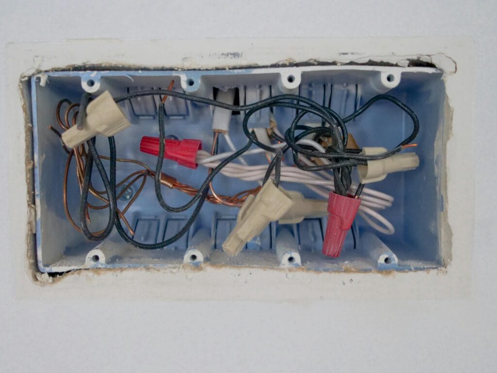 Detailed view of an opened electrical switchboard 3 Way Switch Electrical Wiring