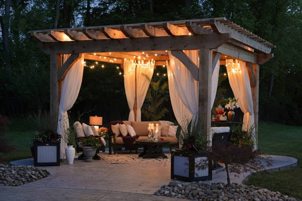 photo of gazebo with lights
